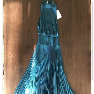 ALC Renzo Turquoise metallic Dress Pleated